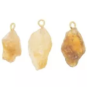 Rough stone pendant - Novembre birthstone - Fine gold - Citrine x1