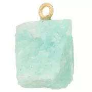 Rough stone pendant - December birthstone - Fine gold - Amazonite x1