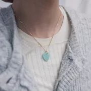 19x16mm Flat Heart Pendant in Gemstone - Moonstone x1