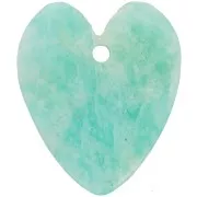 19x16mm Flat Heart Pendant in Gemstone - Amazonite x1