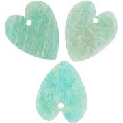 19x16mm Flat Heart Pendant in Gemstone - Amazonite x1