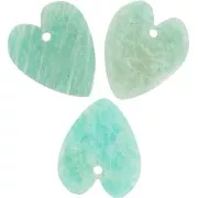 19x16mm Flat Heart Pendant in Gemstone - Amazonite x1