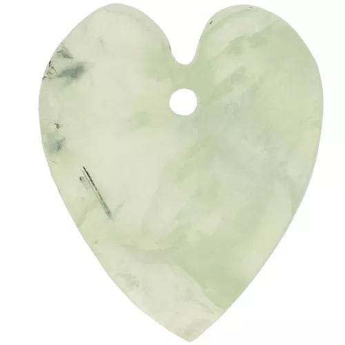 19x16mm Flat Heart Pendant in Gemstone - Prehnite x1