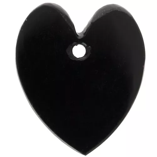 19x16mm Flat Heart Pendant in Tinted Gemstone - Black Onyx x1