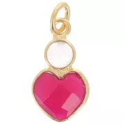 imitation Rubis - Pendentif coeur 9x9 mm imitation rubis et cabochon 4 mm Nacre - Doré Or Fin x1 Pendentif coeur 9x9 mm imitation rubis et cabochon 4 mm Nacre - Doré Or Fin x1