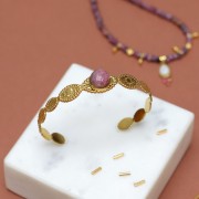 10mm round faceted gemstone cabochon - Rhodonite x1