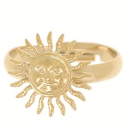 304L stainless steel Adjustable sun ring - face pattern - Gold x1|raw }}