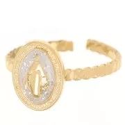 304L st. steel Adjustable religious ring S.52 to S.58 with epoxy - White - Gold x1