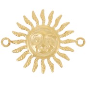 18x14mm 304L stainless steel Face pattern sun spacer - 2 rings - Gold x1