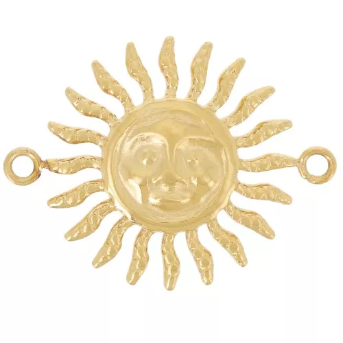 18x14mm 304L stainless steel Face pattern sun spacer - 2 rings - Gold x1