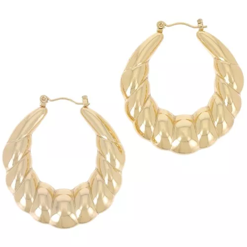 40mm 316L Stainless steel Curved Twisted Hoop earrings - Gold x2