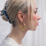 40mm 316L Stainless steel Curved Twisted Hoop earrings - Gold x2