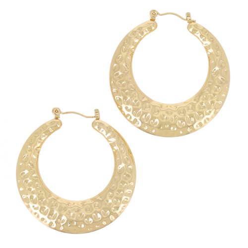 42mm 316L stainless steel Curved hammered hoop earrings - Gold x2