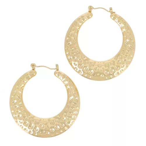 42mm 316L stainless steel Curved hammered hoop earrings - Gold x2
