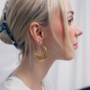 42mm 316L stainless steel Curved hammered hoop earrings - Gold x2