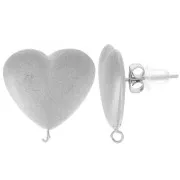 16x17mm 316L stainless steel Satin-effect heart earstuds x2