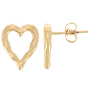14x11mm Heart earrings - 3-micron gold-plated x2|raw }}