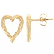 14x11mm Heart earrings - 3-micron gold-plated x2