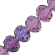 Fire Polished faceted flat round 6x5mm Amethyst x40cm|raw }}