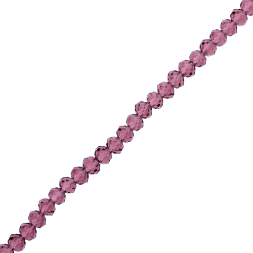 Rondelle beads faceted - round flattened - 6x5 mm Amethyst x40cm