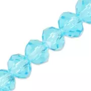 Fire Polished faceted flat round 6x4mm Aquamarine x40cm