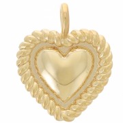 13x10mm worked heart pendant - 3-micron gold-plated x1|raw }}