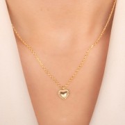 13x10mm worked heart pendant - 3-micron gold-plated x1