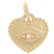 11mm eye pattern heart pendant with zirconium oxide - 3-micron gold-plated x1