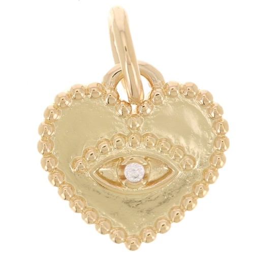11mm eye pattern heart pendant with zirconium oxide - 3-micron gold-plated x1