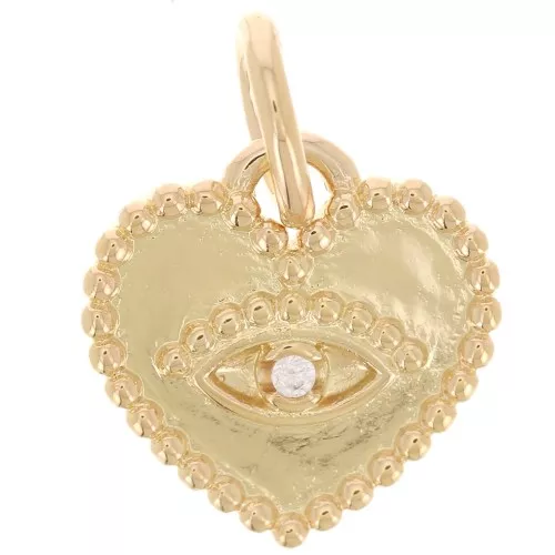 11mm eye pattern heart pendant with zirconium oxide - 3-micron gold-plated x1