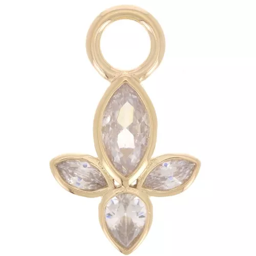 18x11mm petal pendant with zirconium oxides - 3-micron gold-plated x1