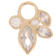 13x10mm Orchid pendant with zirconium oxides - 3 micron gold-plated x1|raw }}