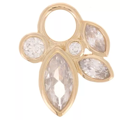 13x10mm Orchid pendant with zirconium oxides - 3 micron gold-plated x1