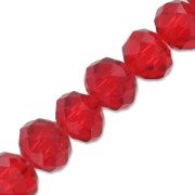 Fire Polished faceted flat round 6x4mm Siam x40cm