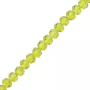 Fire Polished faceted flat round 6x5mm Olivine x40cm