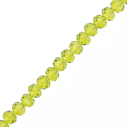 Fire Polished faceted flat round 6x5mm Olivine x40cm
