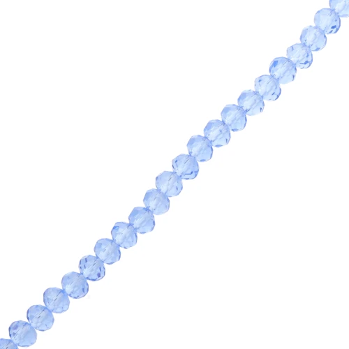Rondelle beads faceted - round flattened - 6x5 mm Light Sapphire x37cm
