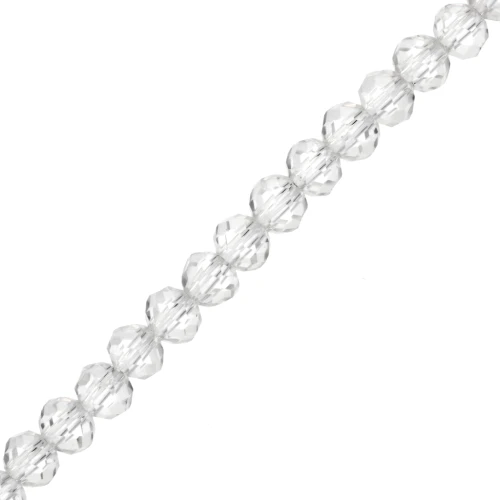 Faceted rondelle beads - flattened round, 4.5x4 mm - Crystal, 40 cm