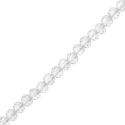 Rondelle beads faceted - round flattened 4x3.5 mm - Crystal x30cm