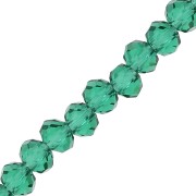 Fire Polished faceted flat round 4x3.5mm Emerald x42cm