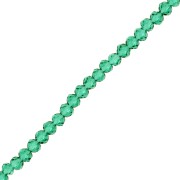Round faceted beads - round flattened 4x3.5 mm - Emerald x40cm