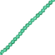 Round faceted beads - round flattened 4x3.5 mm - Emerald x40cm