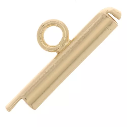 13mm Miyuki seed bead & Delica weaving slide end tube - gold Tone x1