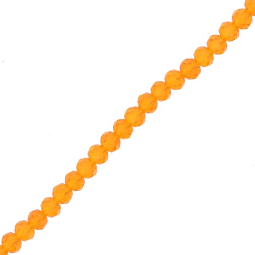 Rondelle beads faceted - round flattened - 4x3.5 mm Tangerine x41cm
