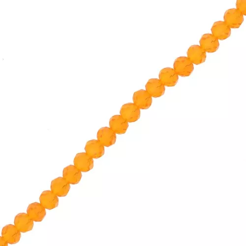 Rondelle beads faceted - round flattened - 4x3.5 mm Tangerine x41cm