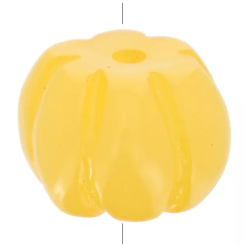12mm opaque resin Pumpkin bead - Yellow x1