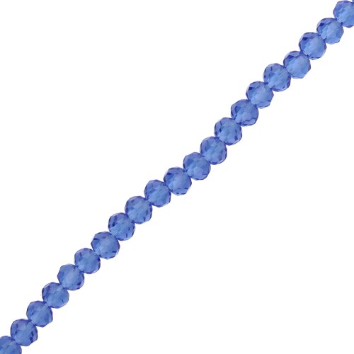 Faceted rondelle beads - flattened round - 4.5x3.5 mm Sapphire x40cm
