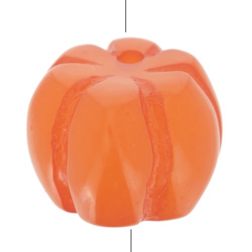 12mm opaque resin Pumpkin bead - Coral x1