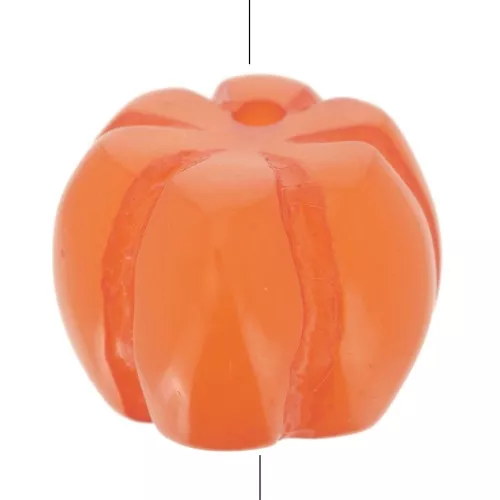 12mm opaque resin Pumpkin bead - Coral x1