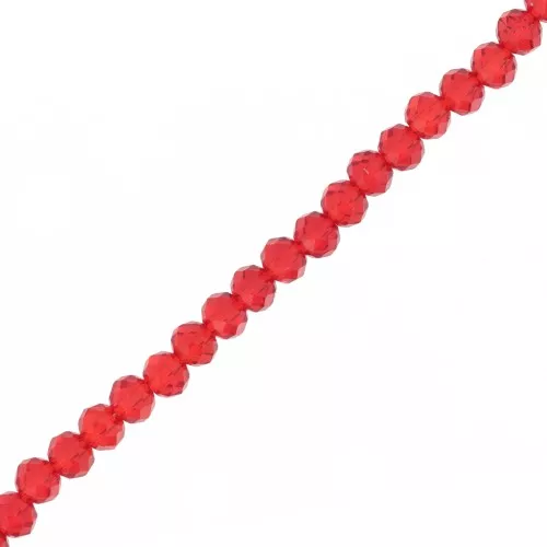 Rondelle beads faceted - round flattened 4x3.5 mm Siam x40cm